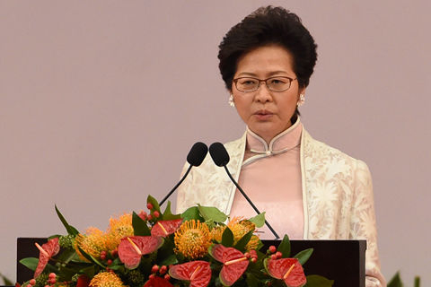 香港特区行政长官林郑月娥 呼吁市民坚决捍卫香港法治